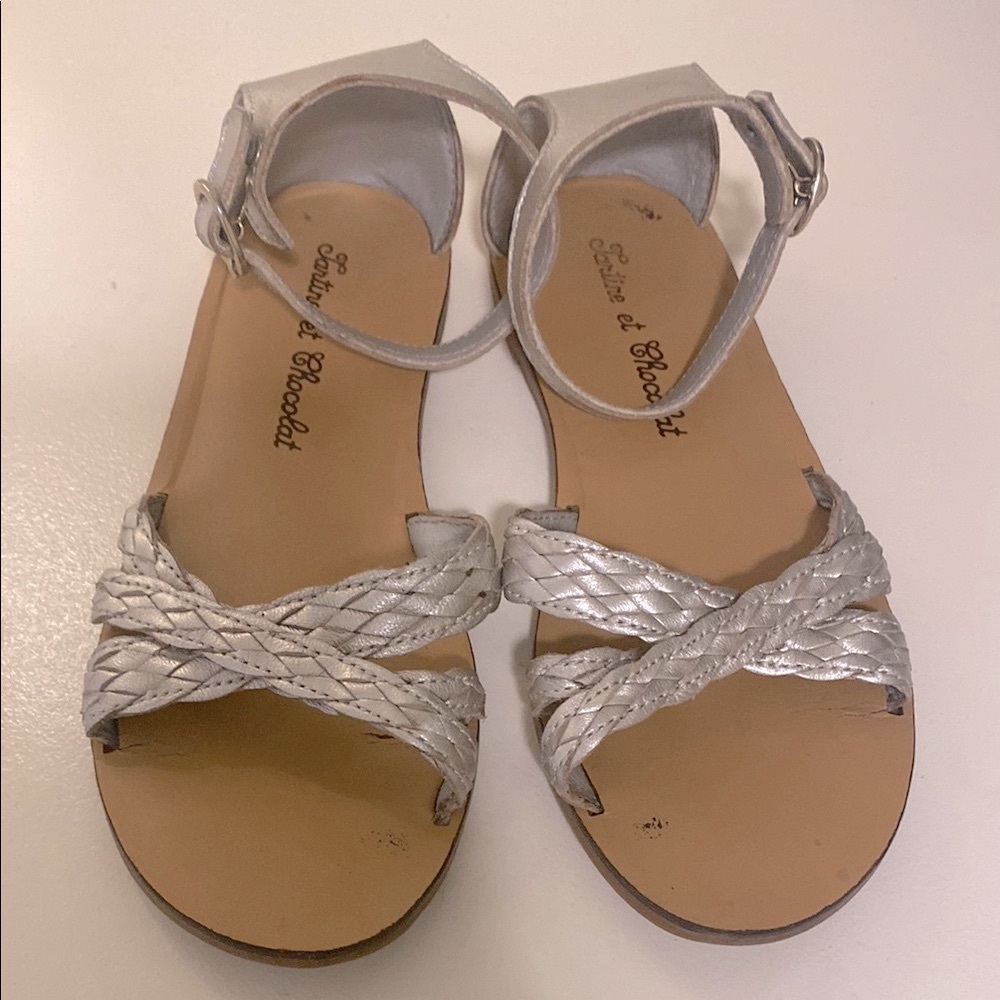 Tartine et Chocolat Silver Braided Sandals